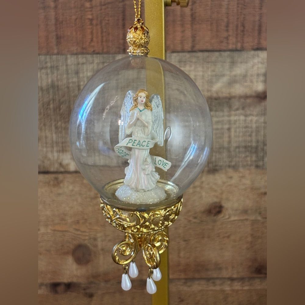 Lenox Embellished Angel Goldplated Diorama Christmas Ornament with Box